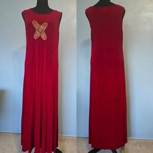 Vntg Studio G Red Maxi Rib Knit Dress Red M